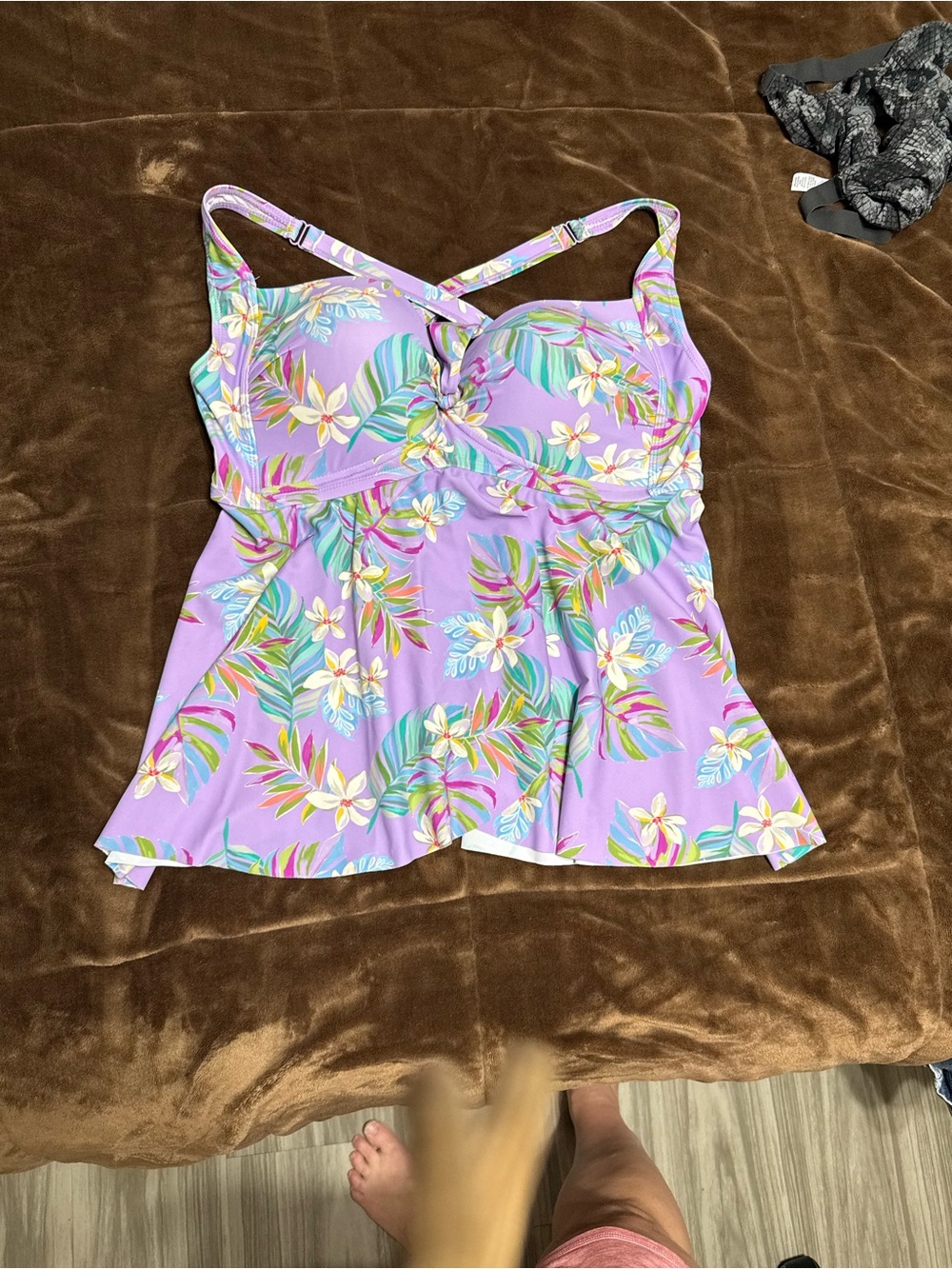 Woman’s size 2x torrid Lavender Tropical Floral Tankini Top - Picture 9 of 14